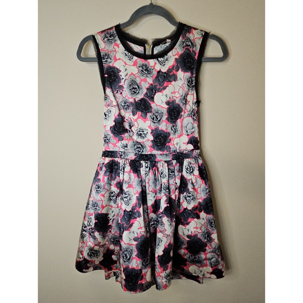 Juicy Couture Dress 0 Pink Black Floral Whimsigoth Layered Flare Punk Tulle Emo